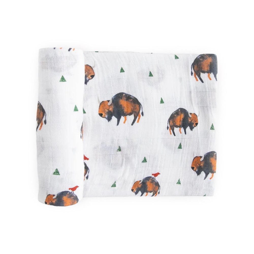 Little Unicorn Cotton Muslin Swaddle in Bison Print